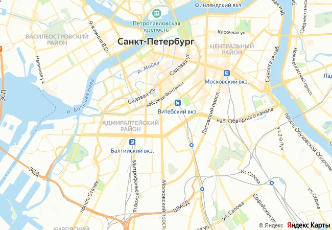 Карта Санкт-Петербурга с тремя площадками MyWish